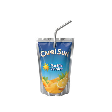 refreshing capri sun juice pouch with tropical pacific cooler flavor and straw