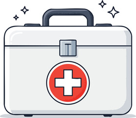 Obraz premium White First Aid Kit with Red Cross Emergency Medical Supply