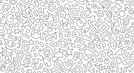Black and White Abstract Geometric Shapes Seamless Pattern on an isolated white background
