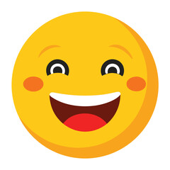 Fototapeta premium of a Smiling Orange Emoji with White Eyes and Teeth Displayed