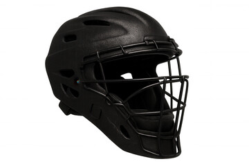 Naklejka premium Studio shot of a black catcher's helmet, isolated on a transparent background, ready for action on the baseball field