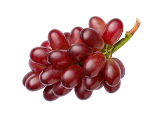 Bunch of red grape isolated on white background, top view