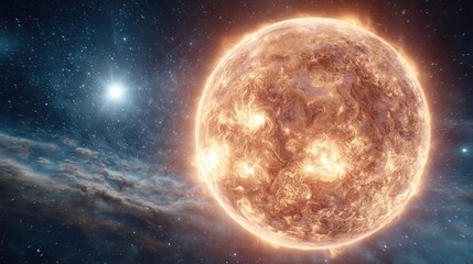 Fototapeta premium Fiery star in deep space