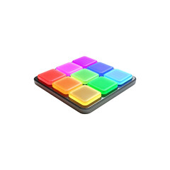 Colorful Illuminated Square Buttons on a Digital Interface
