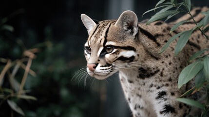 Obraz premium Ocelot in Nature Surrounded by Lush Greenery and Foliage