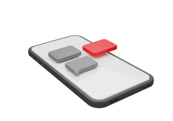 Isolated phone with communication bubbles, text message notifications, digital life