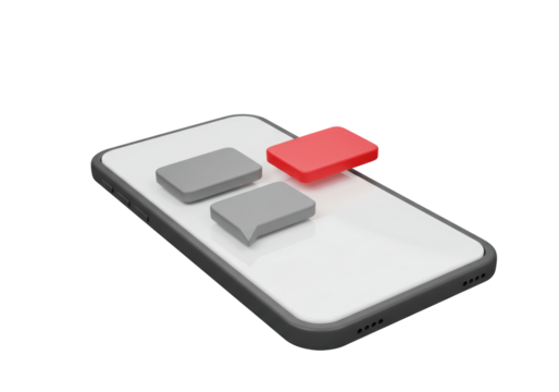 Isolated phone with communication bubbles, text message notifications, digital life - Powered by Adobe