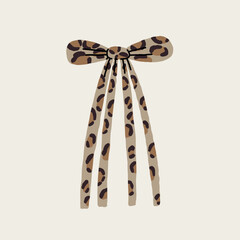 Bow Leopard Knot Pattern Print Graphic. Girl Fashion Ribbon Design. Vector Hand Drawn Illustration