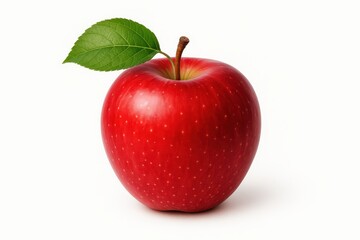 Red Apple's Delight: A vibrant red apple, perfectly ripe and radiant, is presented, offering a close-up view. Its smooth skin gleams, the verdant leaf adds a touch of freshness.