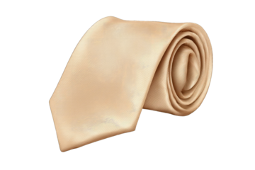 Rolled light beige tie, smooth fabric