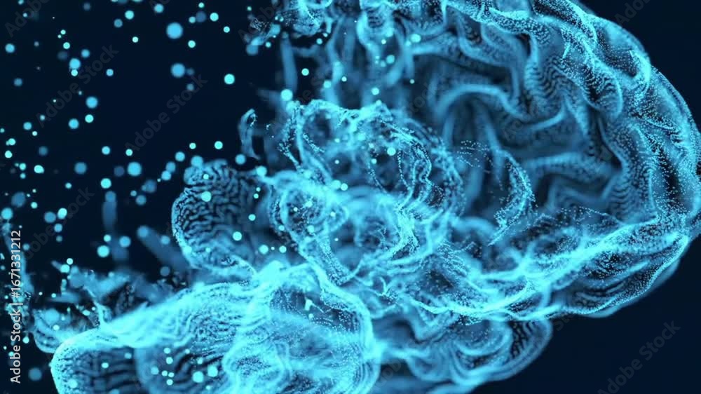 Poster abstract blue brain visualization of intelligence cognitive functions