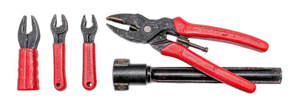 Assorted tools with red handles