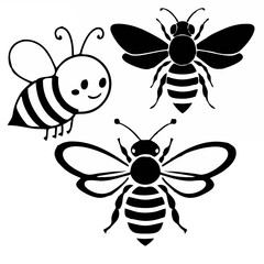 Bee Silhouette Icons Vector.eps