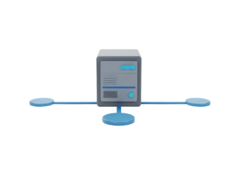 Isolated Network Server Connected to Computers, Digital Technologies Infrastructure Illustration