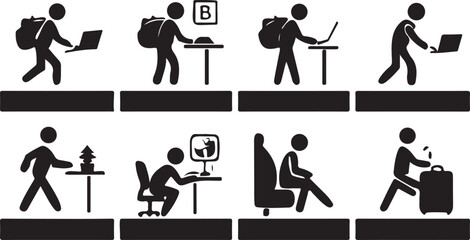 A vector icon set of diverse business people silhouettes for office and work concepts