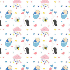 Cute Baby Seamless Pattern