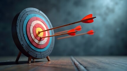 Archery Target with Multiple Arrows