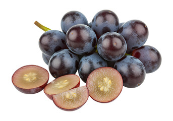 Fototapeta premium Juicy Black Grapes: A Close-Up View of Fresh Fruit on white background