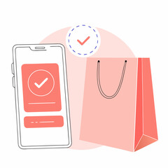 Online Shopping with Smartphone App – E-commerce Illustration