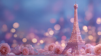 eiffel tower, background with twilight Paris lights