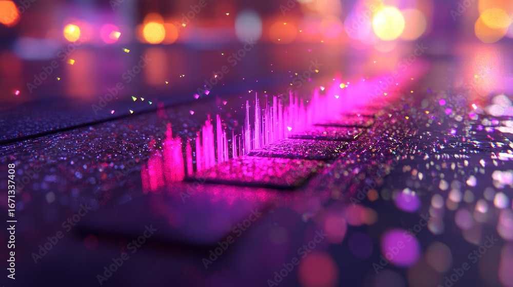 Aufkleber vibrant thermal graph texture in abstract design showcasing colorful sound waves with futuristic aes