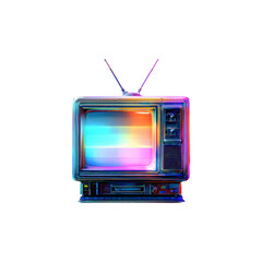 Retro Television with Neon Rainbow Screen - Vintage TV Set in Vibrant Colors