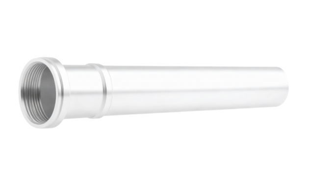 A polished cylindrical stainless-steel pipe with a threaded end for secure connection, suited for plumbing or industrial tubing applications.