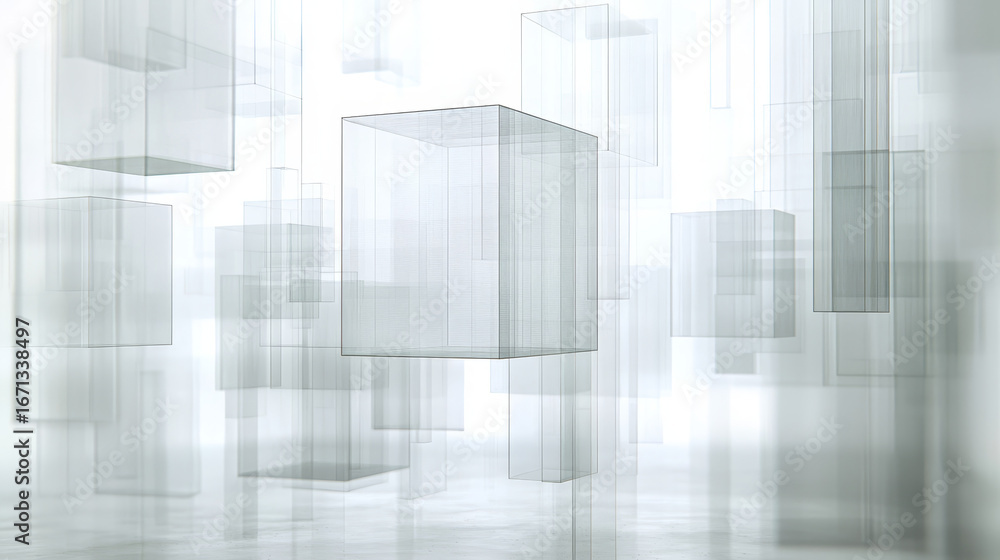Aufkleber translucent tech panels float in zero gravity environment, creating surreal and futuristic atmospher