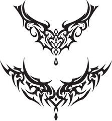 Pair of Abstract Tribal Neckline and Chest Tattoo Designs graphic