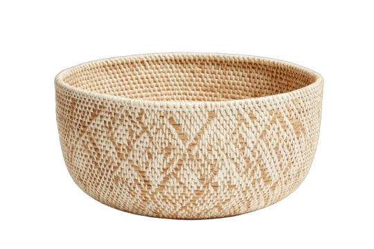 Beige woven bowl with diamond pattern