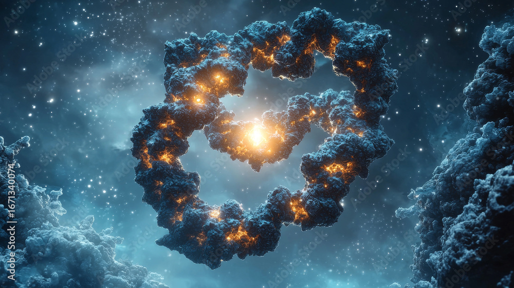 Aufkleber mesmerizing cosmic scene featuring swirling formation of colorful, cloud like structures illuminated
