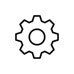 Simple Black Gear Icon with Central Circle Detail