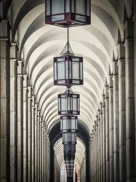 Corridor with Lanterns at Caixa Geral de Dep&oacute;sitos Headquarters in Lisbon, Portugal