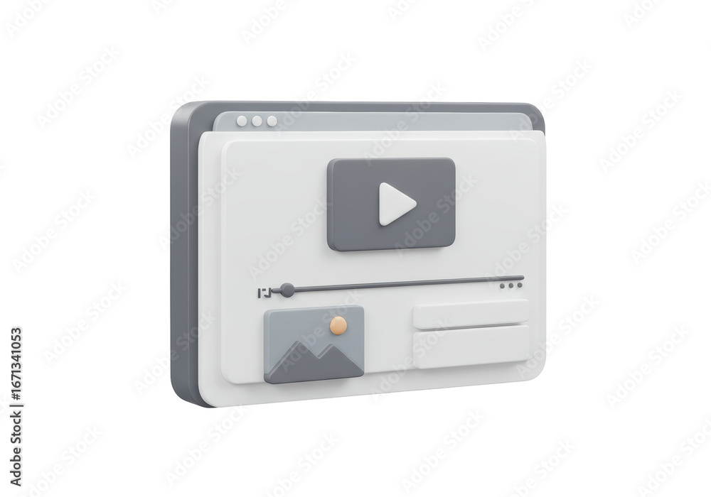 Poster isolated application interface with multimedia presentation player and controls concept