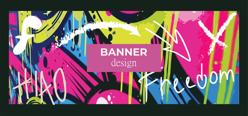 Vector drawing banner poster background wall drawing cover card graffiti style design elements