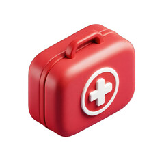 Red first-aid kit, 3D isometric style