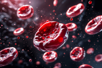 Red blood cells circulating within the bloodstream circulation medical
