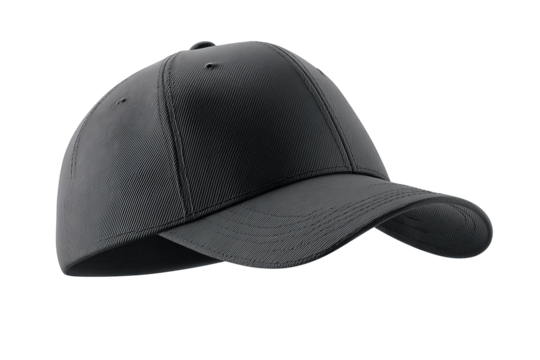 Casual baseball cap featuring curved visor and smooth stitched panels, lightweight and minimal, isolated on transparent background.
