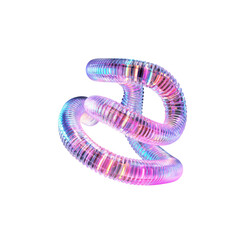 Abstract iridescent spiral, 3D rendered glowing tube, vibrant colors, futuristic design element