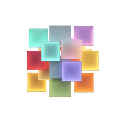 Abstract Composition of Overlapping Pastel Cubes, Illuminated Blocks, Modern Geometric Design