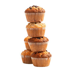 Stack of muffins isolated on transparent background