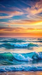 Fototapeta premium Calming ocean waves with flowing gradient colors