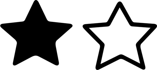 vector illustration Star Icon Set Silhouette and Line Art, isolated on white