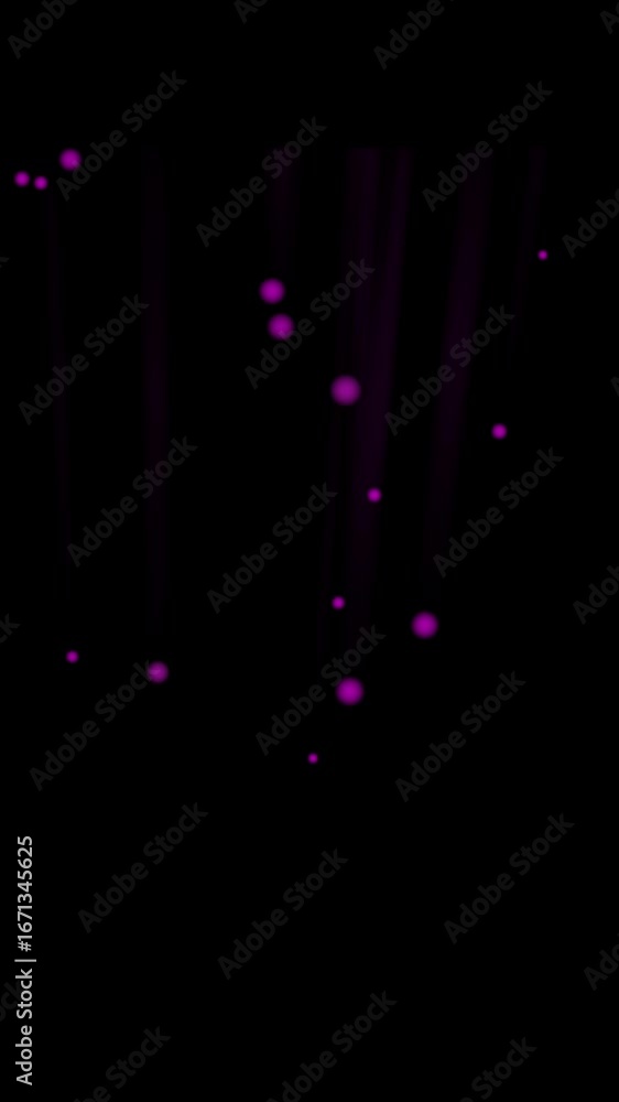 Poster vertical video with glowing particles in deep space. motion graphic of particles glowing in black sp