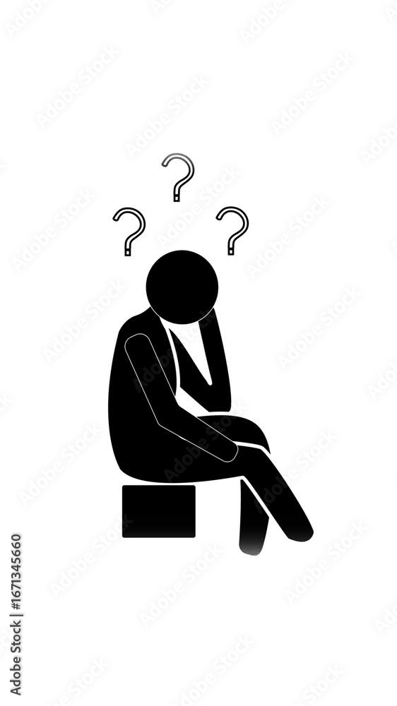 Aufkleber figure contemplating questions in dark vertical scene vertical video. thinking person silhouette wit