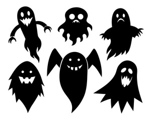 collection of ghosts simple   silhouette vector,ghosts simple   silhouette set