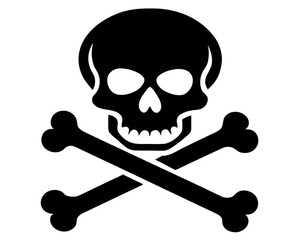 A skull with a crushed bone simple silhouette vector