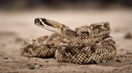 Obraz premium Detailed Close-Up of a Desert Snake on Sandy Ground in Nature