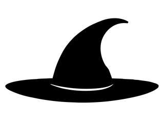 A witch hat black silhouette vector,halloween witch hat icon