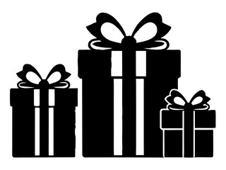 Christmas present box black silhouette vector,Christmas gift box